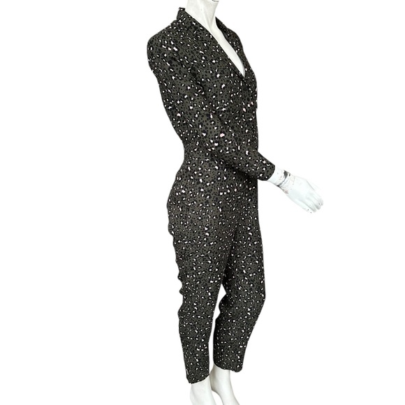 Boden Army Green Black & Pink Leopard Print Tillie Boiler Jumpsuit Size 6 Petite - Picture 7 of 9